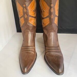 Cowboy Boots Women's Size 10 Faux Leather Butterfly Pattern